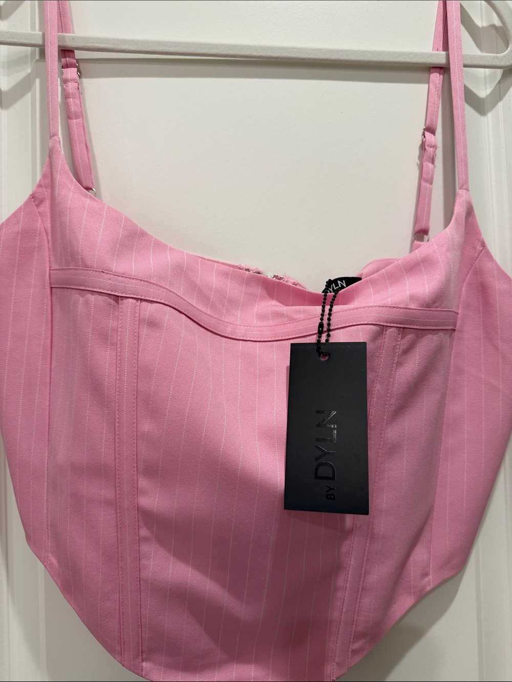 REVOLVE Pink Pinstripe Crop Top